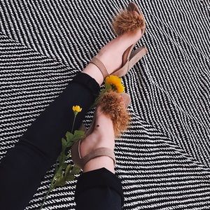 SHOE REPUBLIC Nude feather suede heels sandals